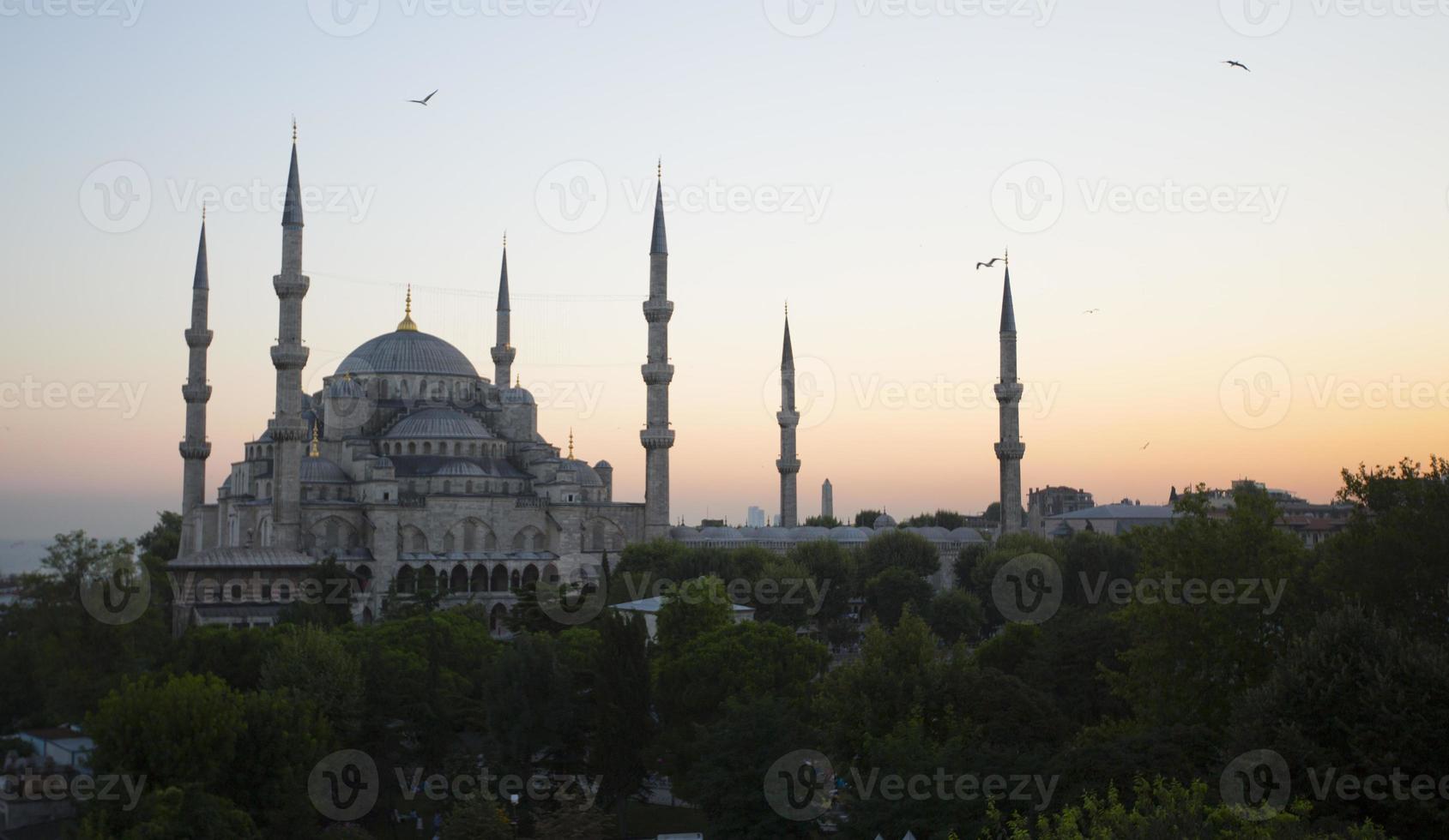 blauwe moskee en hagia sophia foto