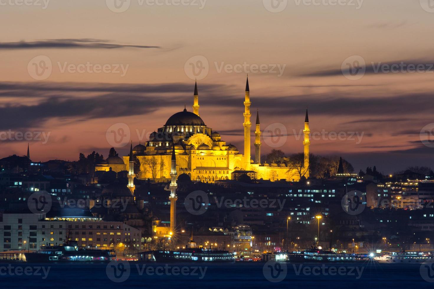 suleymaniye moskee in istanbul nacht foto