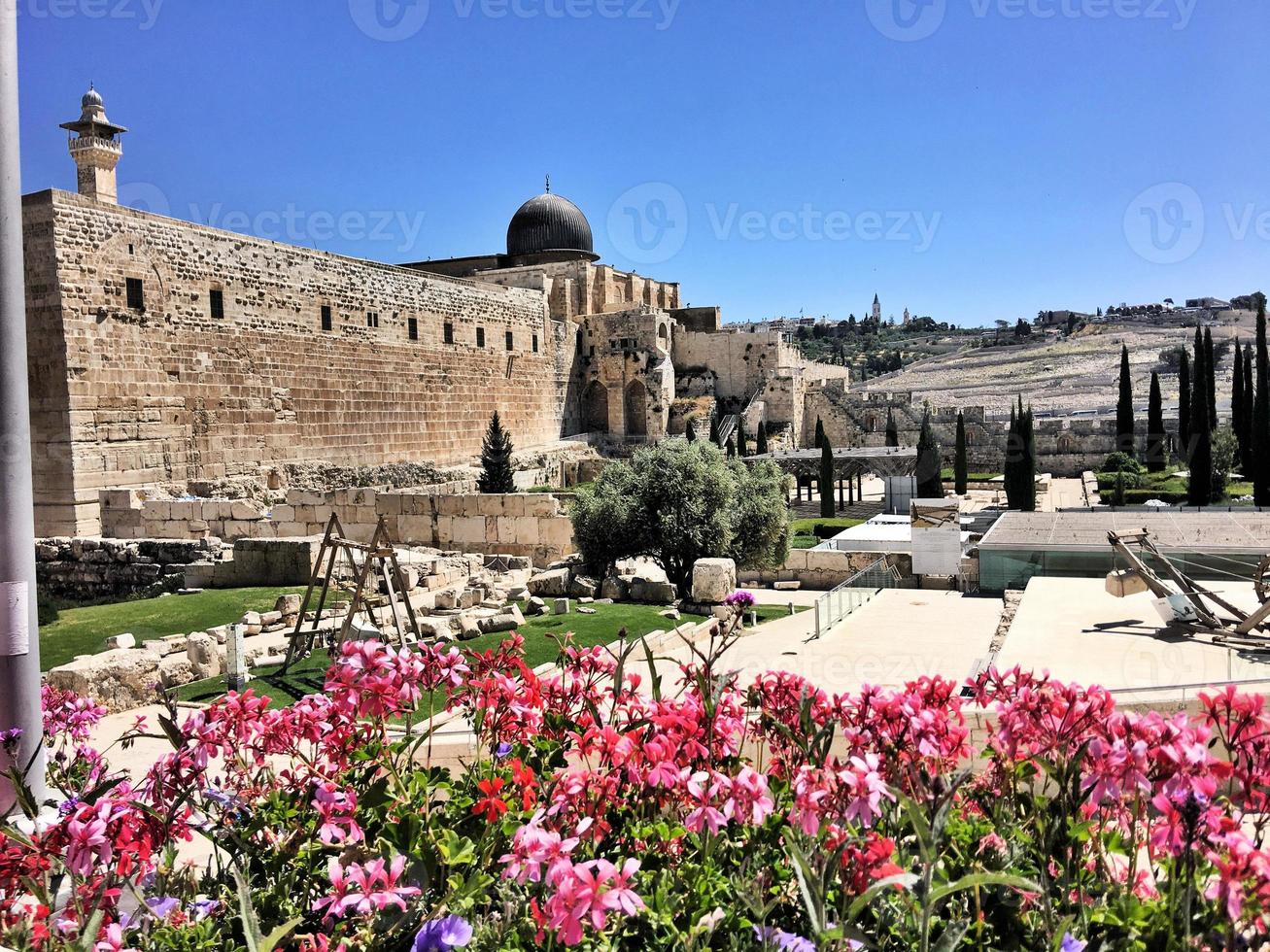een panoramisch uitzicht over Jeruzalem foto
