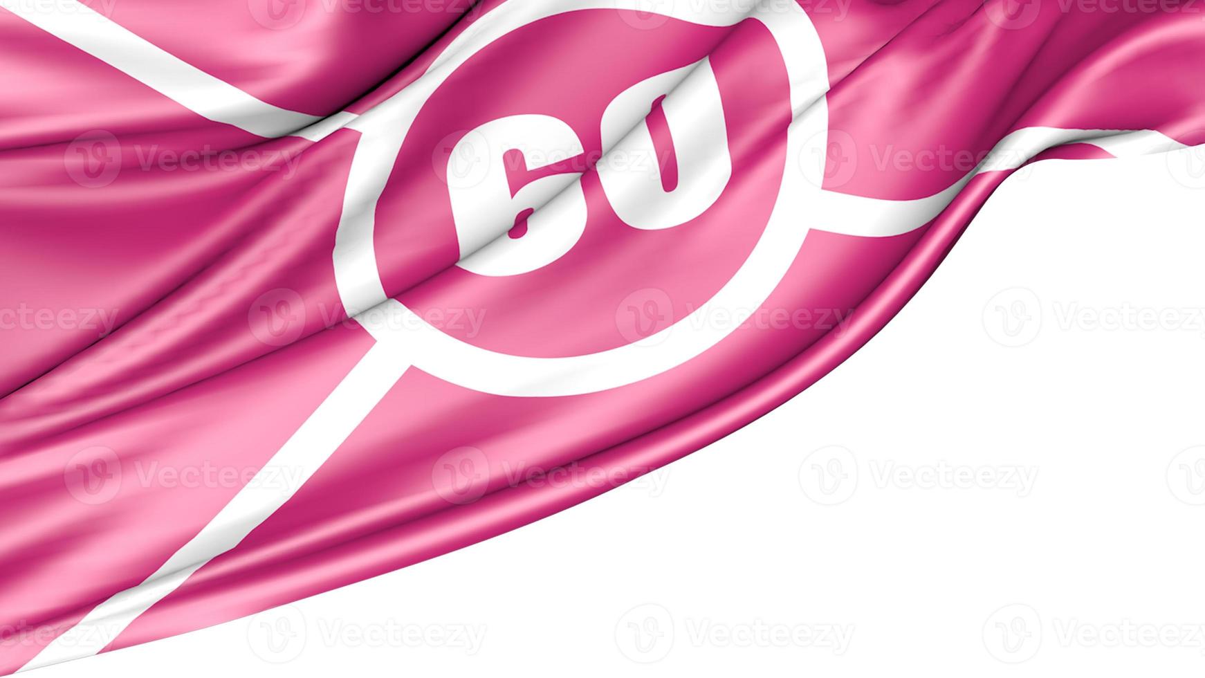 auto race code 60 vlag geïsoleerd op een witte achtergrond, 3d illustratie foto