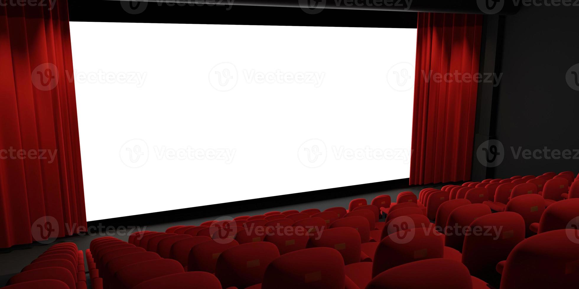 bioscoopscherm 3D-rendering. bioscoop mock-up scherm. 3D-rendering foto