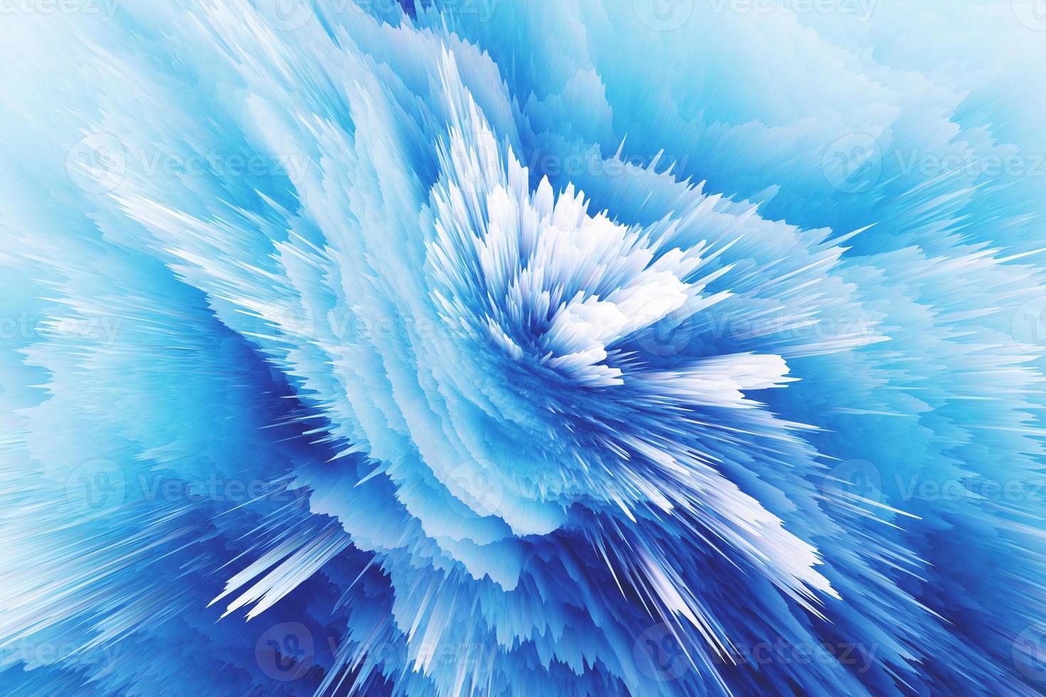 blauwe bevroren splash textuur. stijlvolle futuristische abstracte digitale explosie 3d achtergrond foto