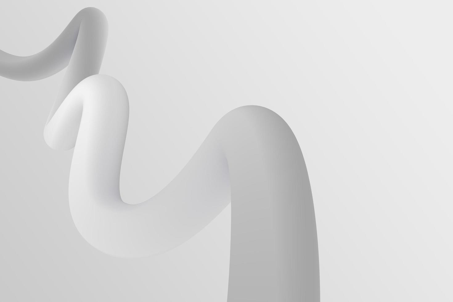 grijze futuristische vloeibare gradiënt twisted object op witte achtergrond. abstracte vloeistof curve vorm 3d illustratie foto