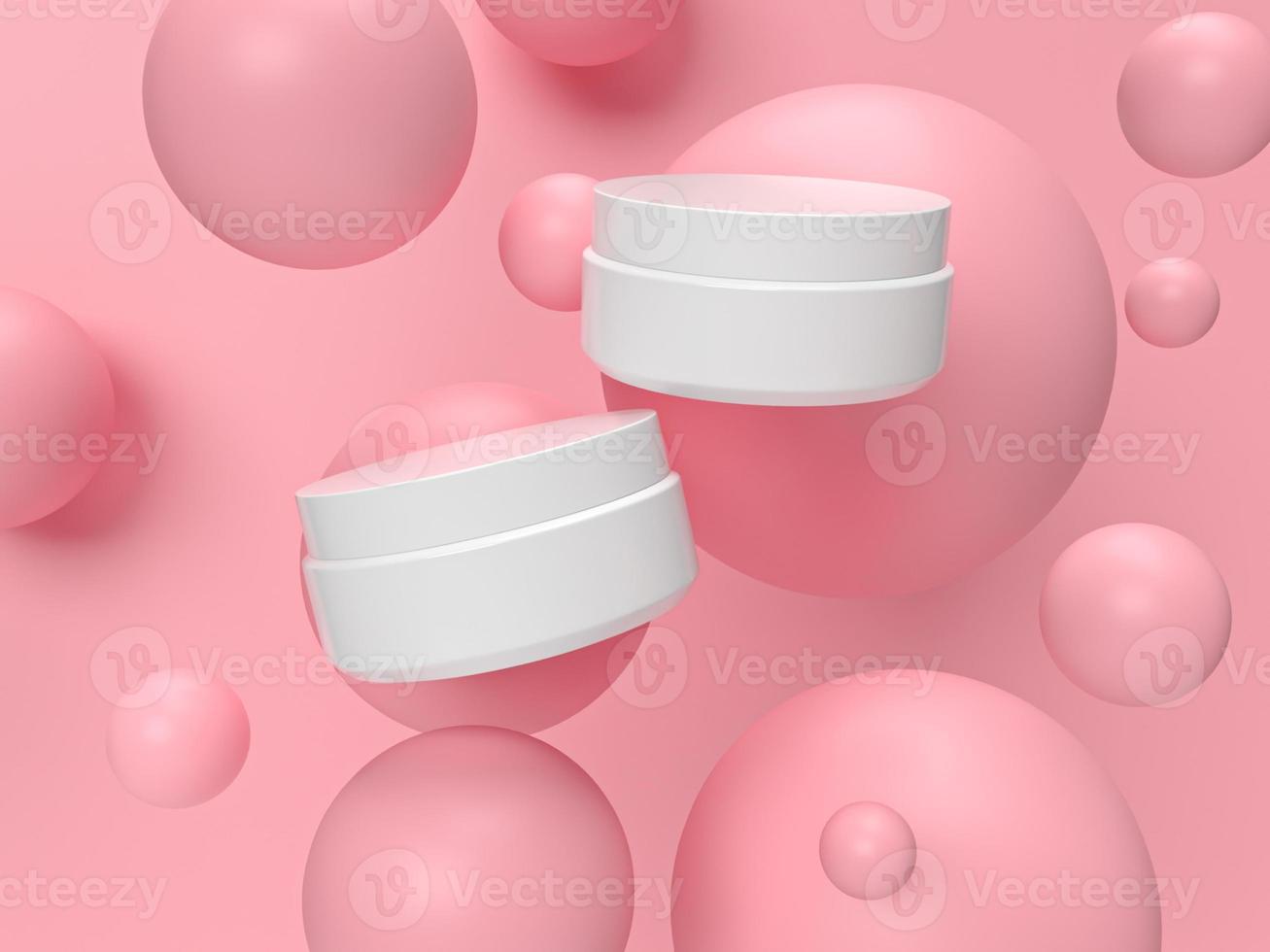 3D-abstracte render.beauty-producten voor cosmetische en huidverzorgingsverpakkingen mockup minimaal ontwerp op roze pastelachtergrond foto