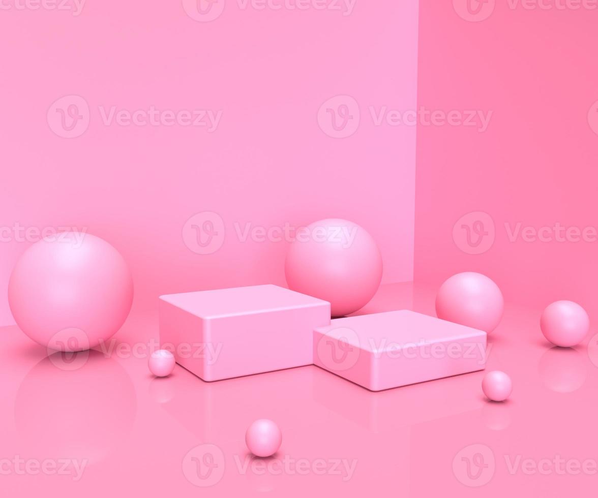 3D-abstracte render.beauty-producten voor cosmetische en huidverzorgingsverpakkingen mockup minimaal ontwerp op roze pastelachtergrond foto