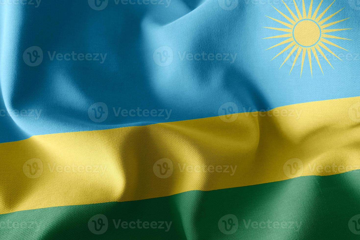 3D-rendering illustratie vlag van rwanda. zwaaien op de windfla foto