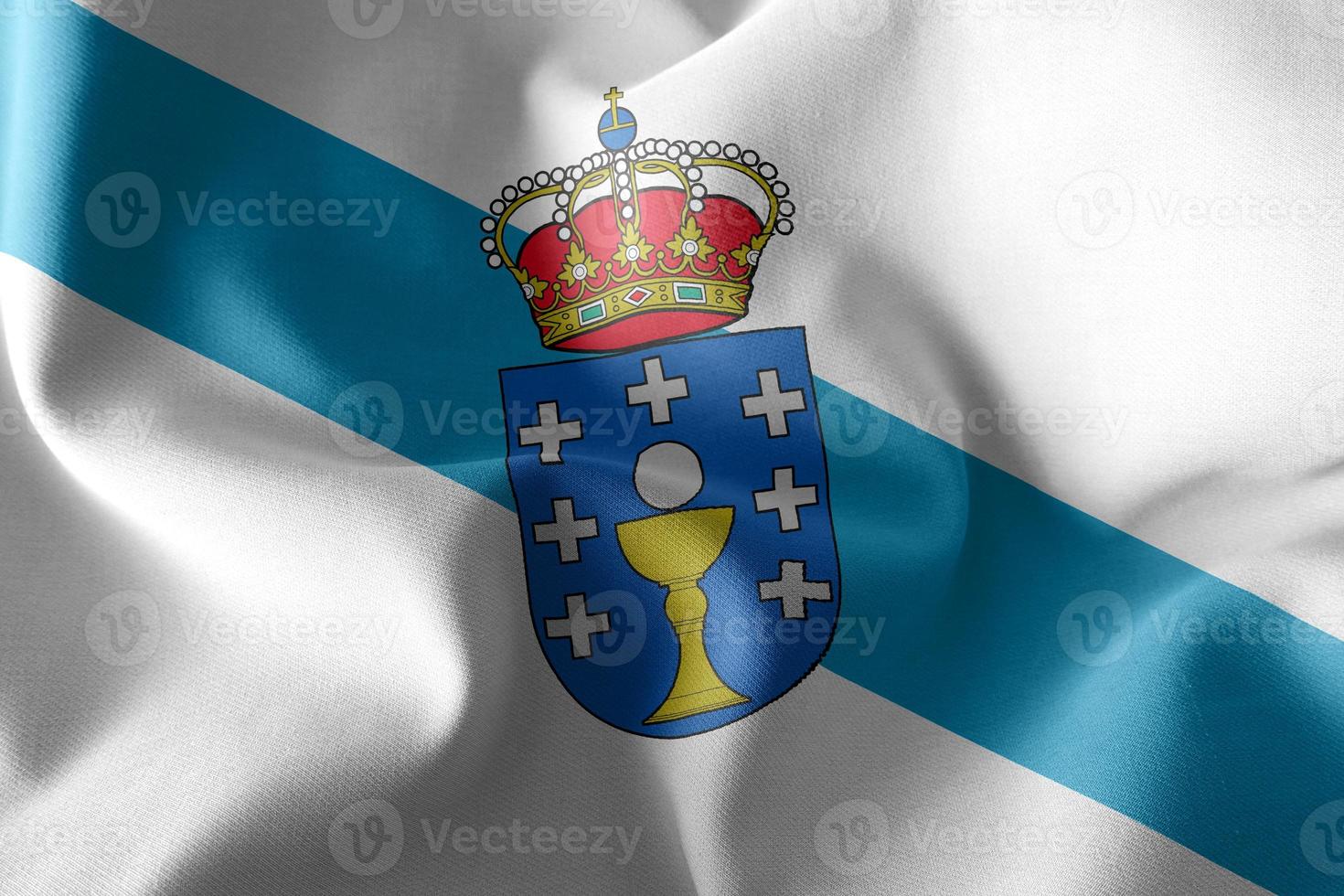 3D illustratie vlag van Galicië is een regio van Spanje. zwaaien foto