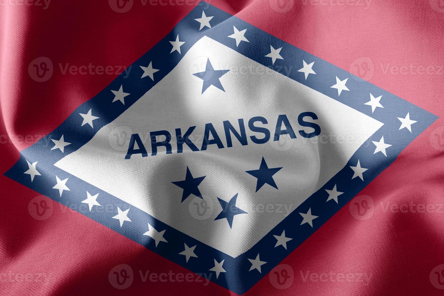 3d illustratievlag van arkansas is een regio van de verenigde staten. met wie foto