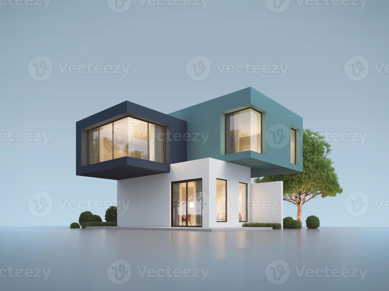 modern huis buitenkant met lege achtergrond voor onroerend goed concept.3d rendering foto