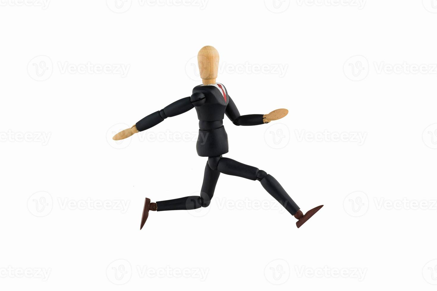 houten figuur zakenman op witte achtergrond foto