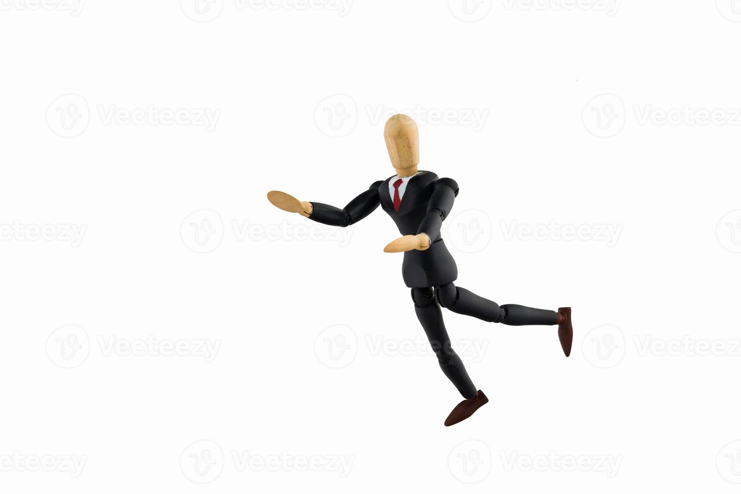 houten figuur zakenman op witte achtergrond foto