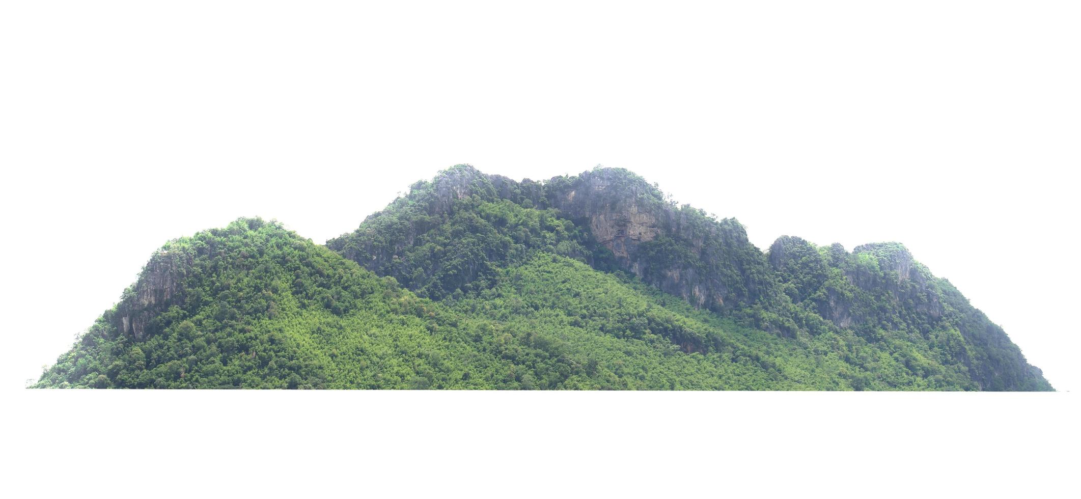 berg rots met bos in thailand isoleren op witte achtergrond foto