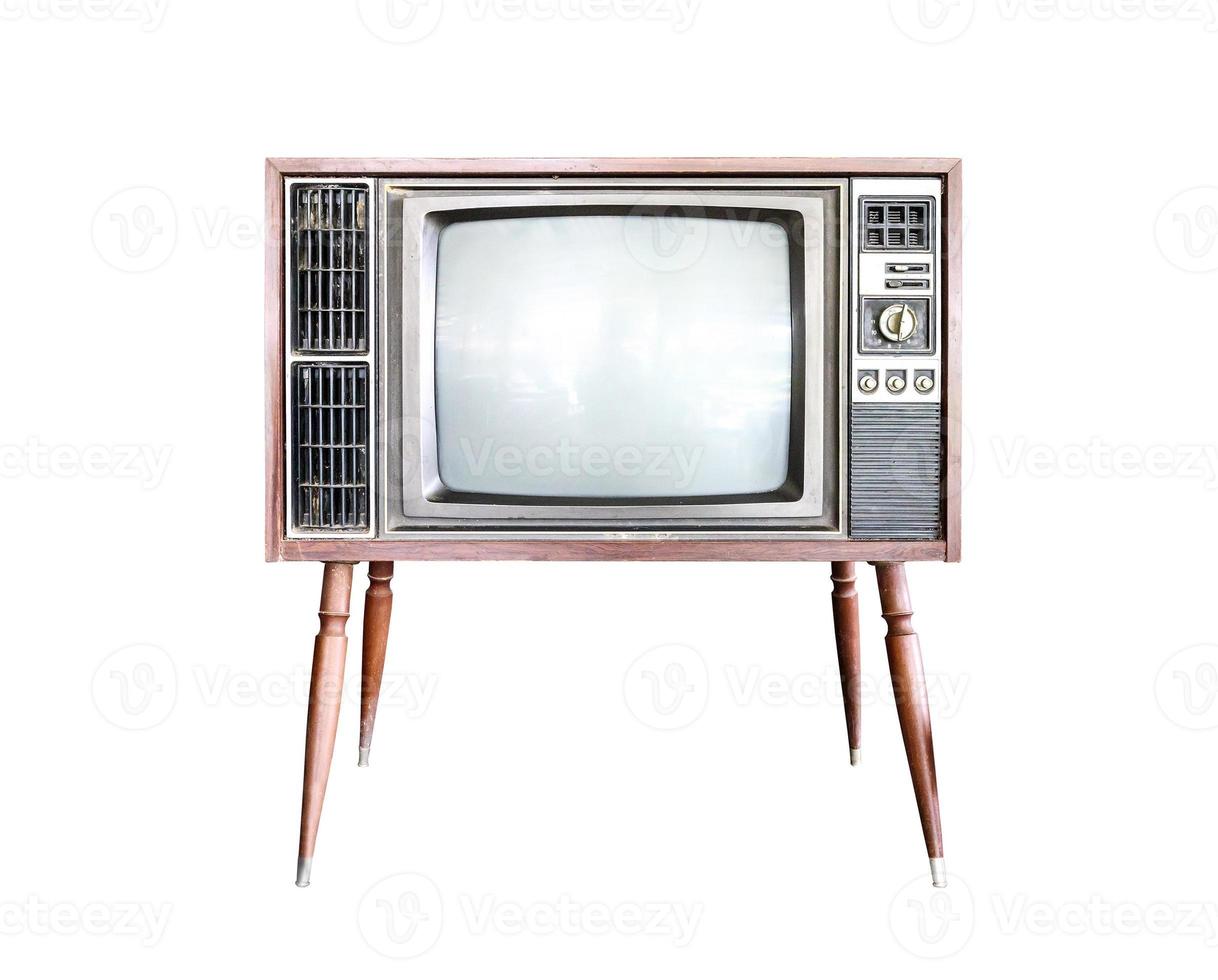 oude vintage klassieke retro televisie geïsoleerd op een witte achtergrond foto