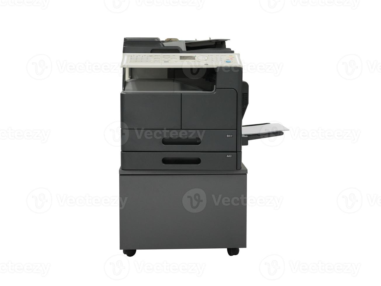 laserprinter op geïsoleerde witte achtergrond met uitknippad foto