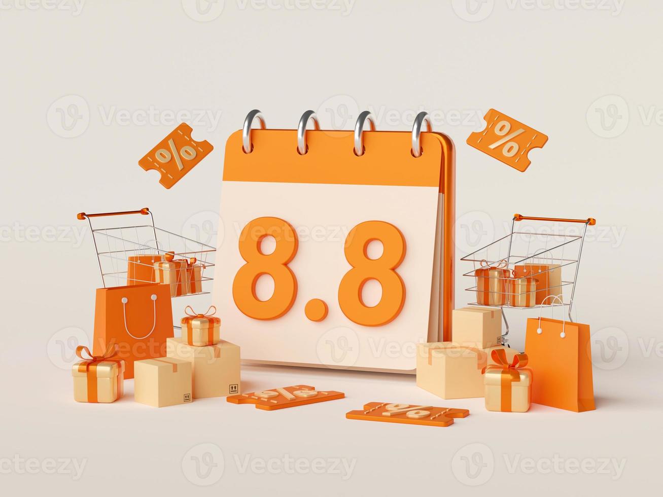 3d illustratie van promotiedeal 8.8 met kortingsprijs om te winkelen foto