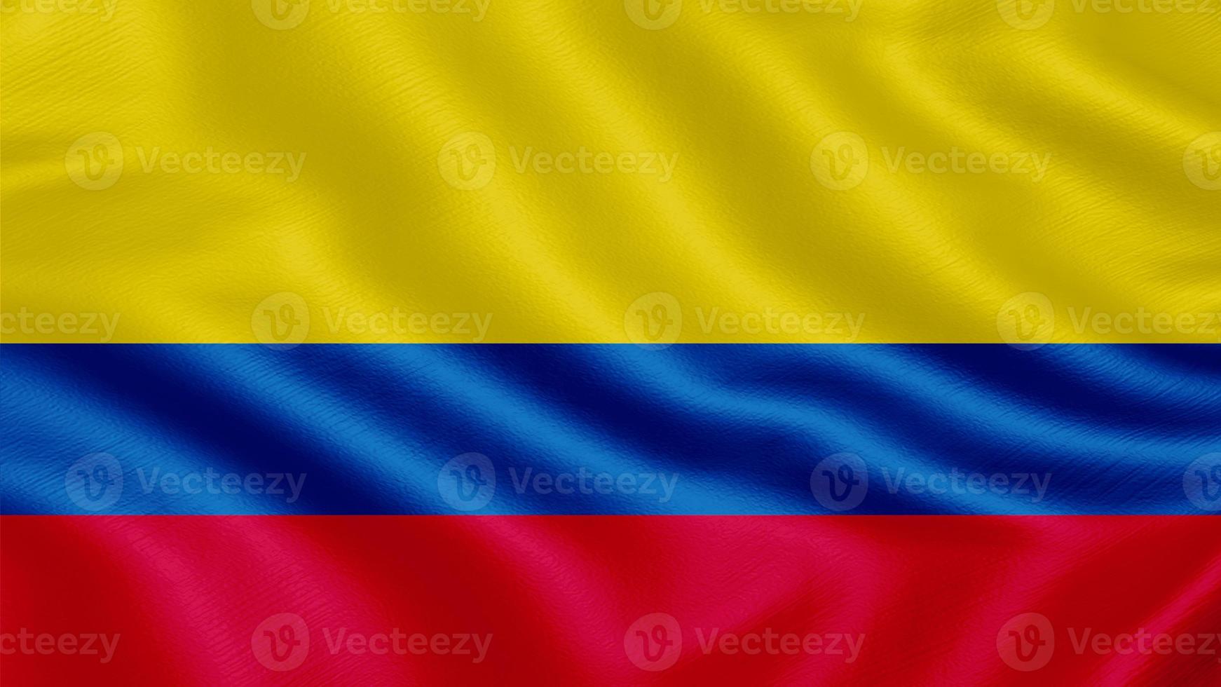 vlag van colombia. realistische wapperende vlag 3d render illustratie met zeer gedetailleerde stof textuur. foto