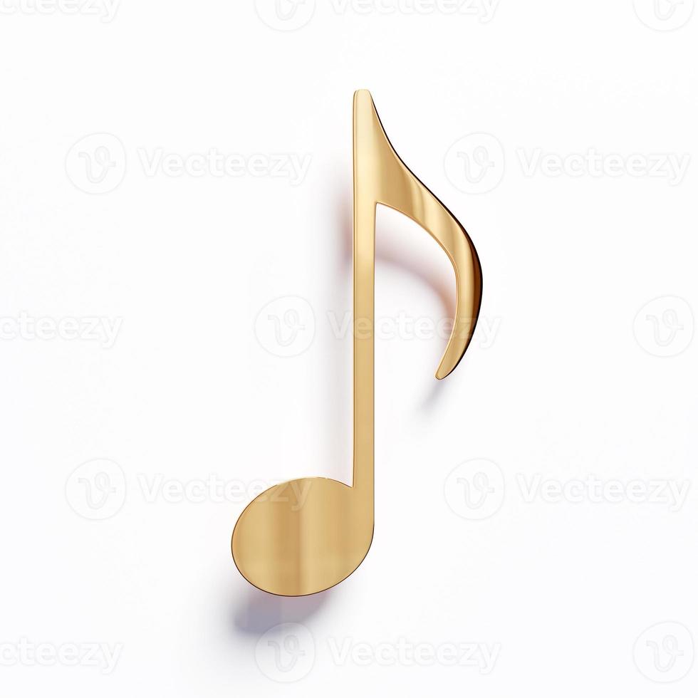 realistische gouden muzieknoten op een witte achtergrond. 3d gouden muzikaal symbool - decoratie-elementen voor design. foto