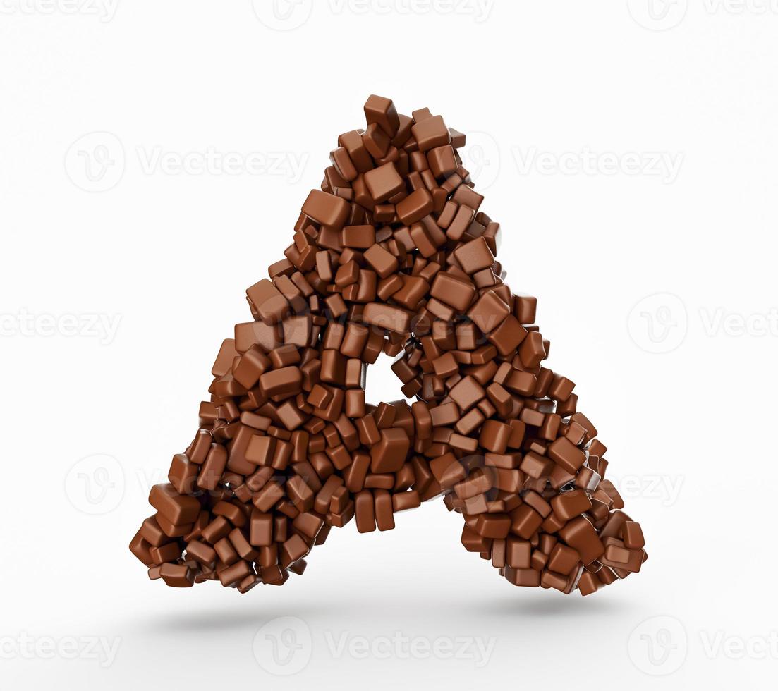 letter a gemaakt van chocolade gecoate bonen chocolade snoepjes alfabet letter a 3d illustratie foto