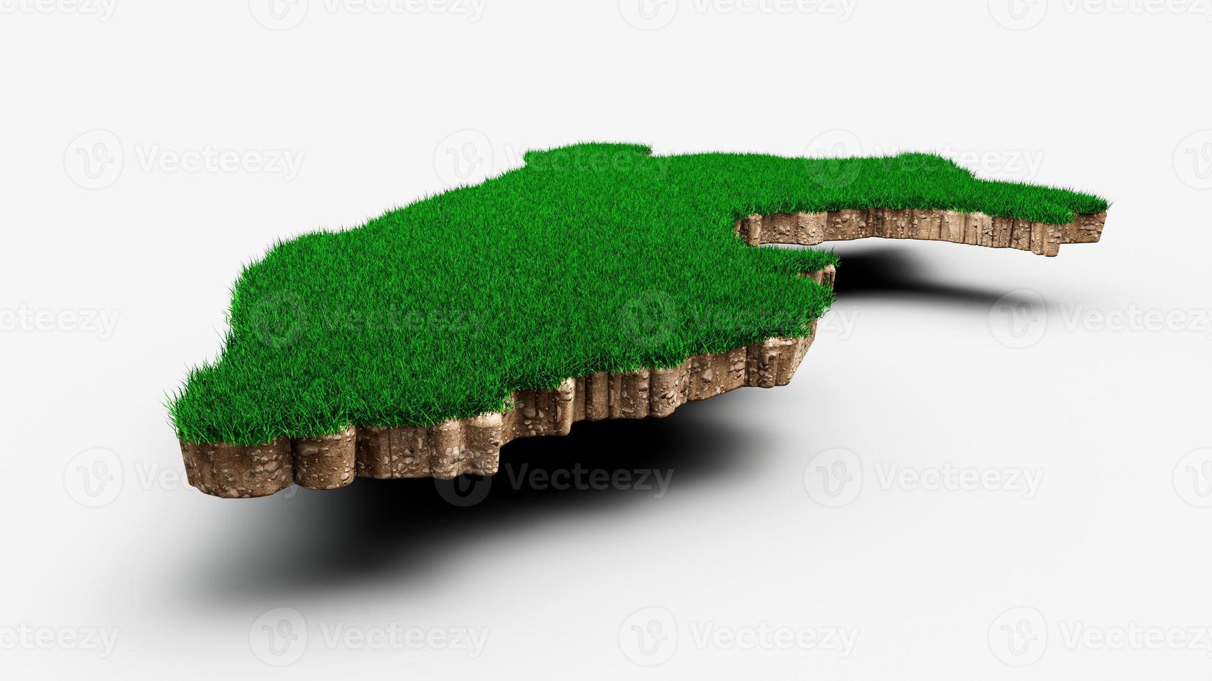 Peru kaart bodem land geologie dwarsdoorsnede met groen gras en rotsgrond textuur 3d illustratie foto