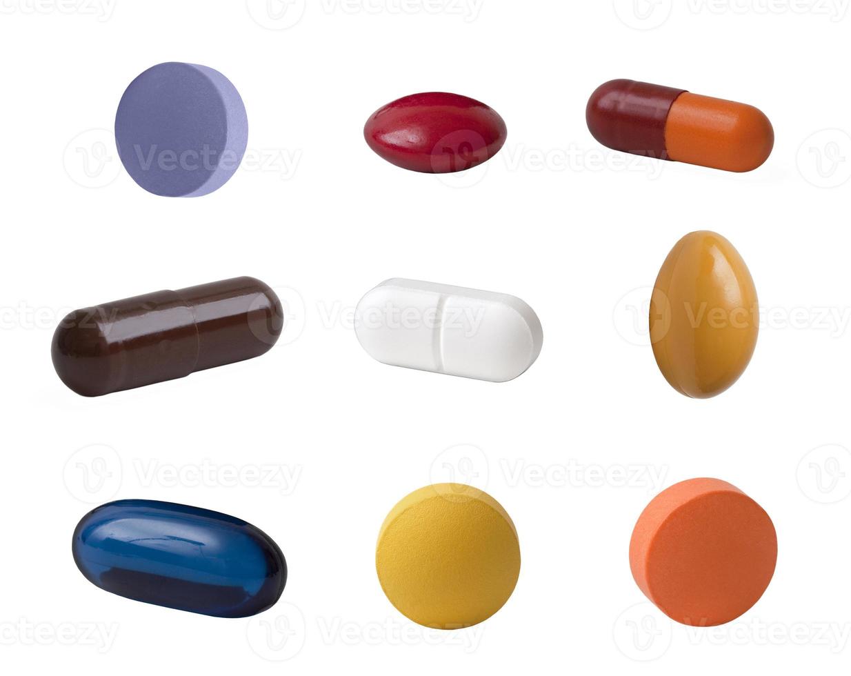 tabletki na białym tle foto