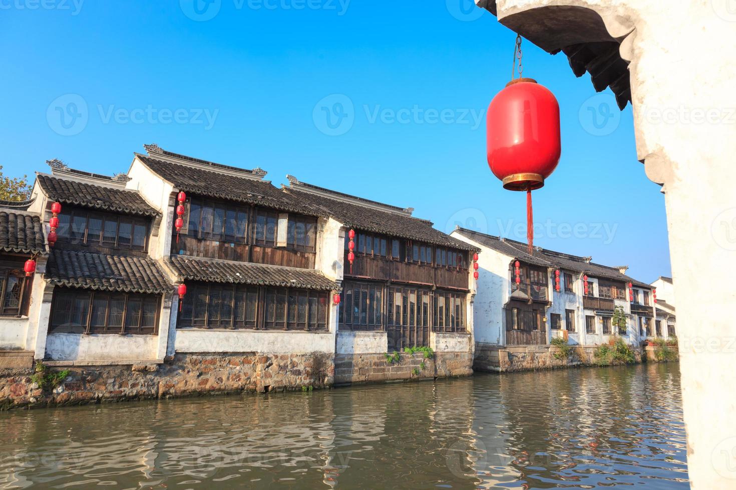 oude Chinese traditionele stad aan het Grand Canal, Suzhou, China foto