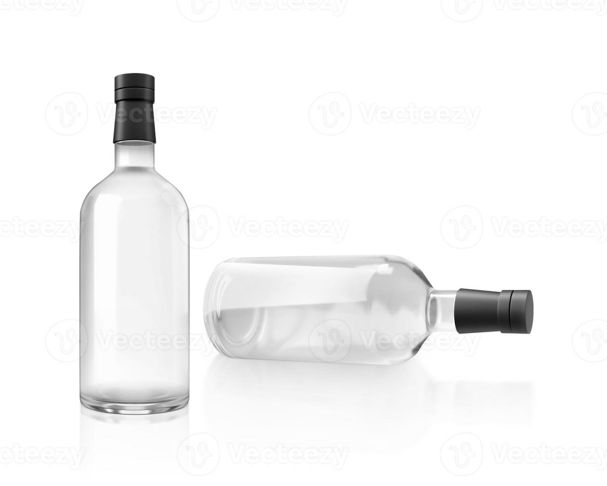 een fles alcohol op een witte achtergrond. 3D render foto