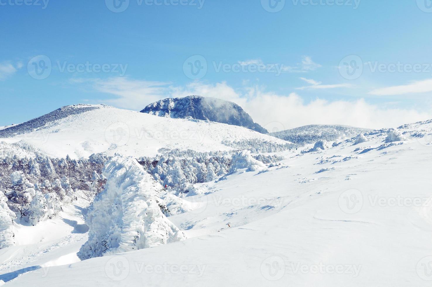 witte besneeuwde winterheuvels foto