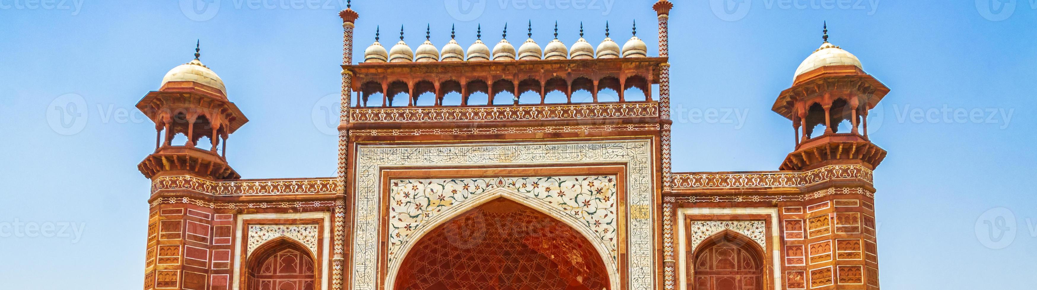 Taj Mahal Agra India Great Gate Red verbazingwekkende gedetailleerde architectuur. foto