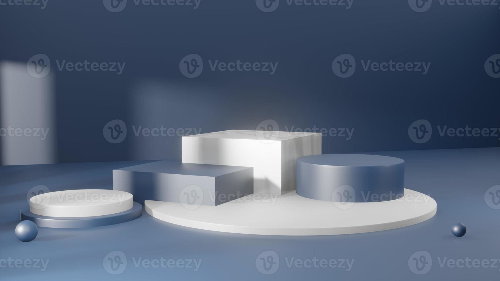 3D-rendering illustratie van podium podium display showcase voor productplaatsing in minimaal ontwerp. foto