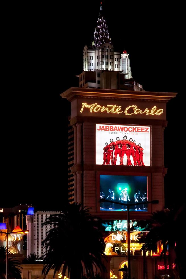 las vegas, nevada, vs, 2010. monte carlo verlicht bord 's nachts in las vegas foto