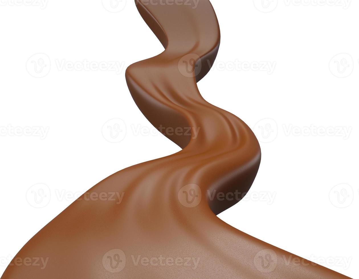chocoladegolf mooie, elegante scheutje chocolade 3d illustratie foto