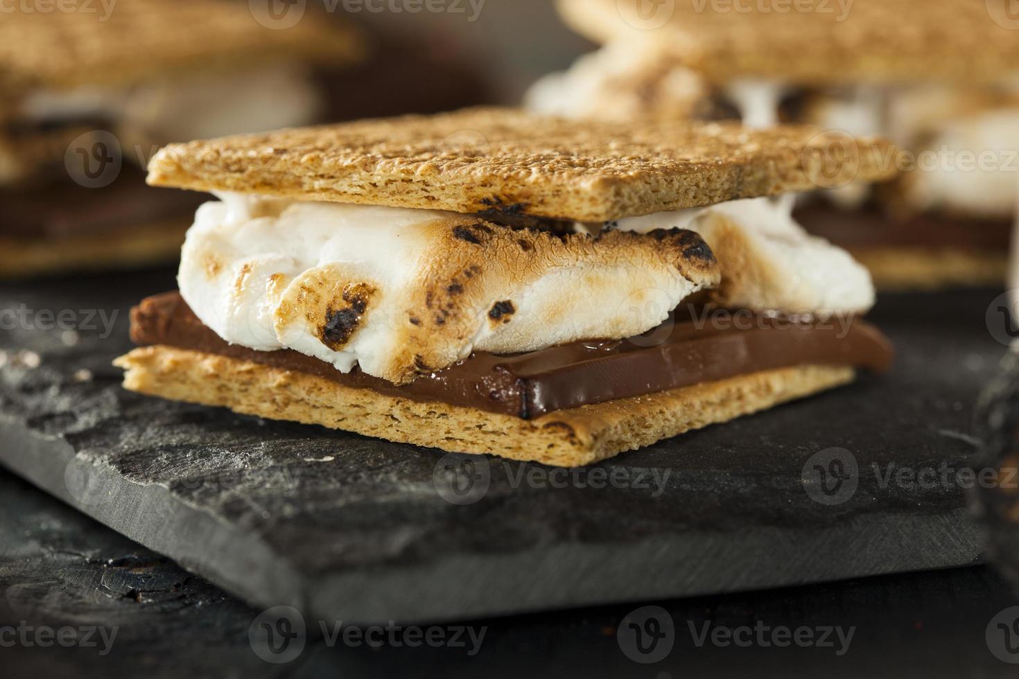 s'mores met marshmallows chocolade en crackers van Graham foto