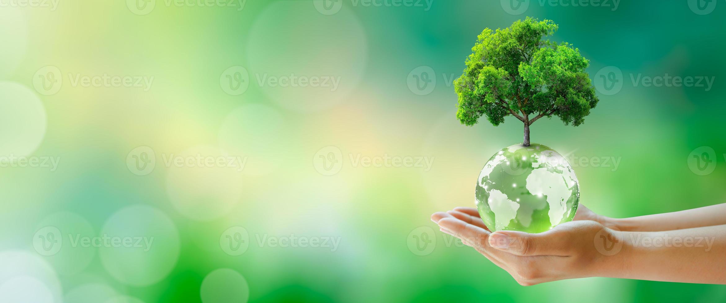 wereld geestelijke gezondheid en wereld aarde dag. milieu en ecologie concept redden. foto
