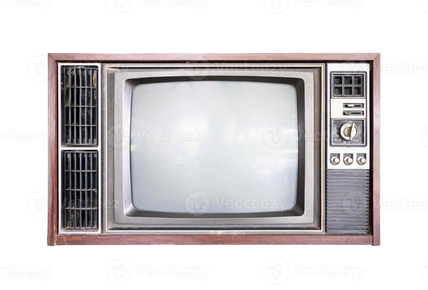 oude vintage klassieke retro televisie geïsoleerd op een witte achtergrond foto
