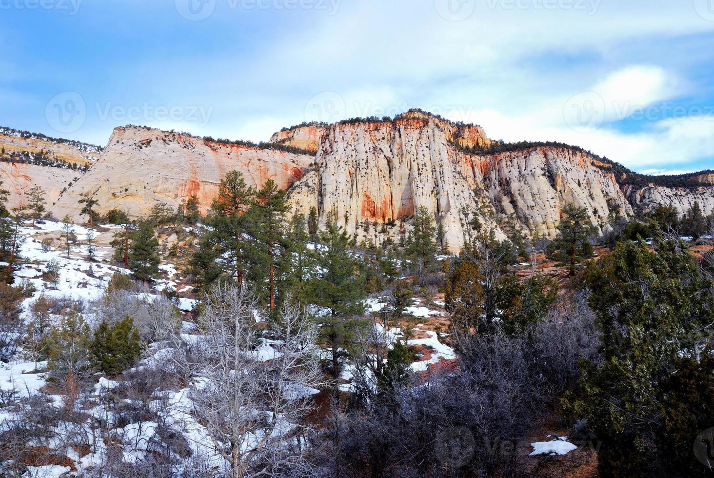 zion nationaal park in de winter foto