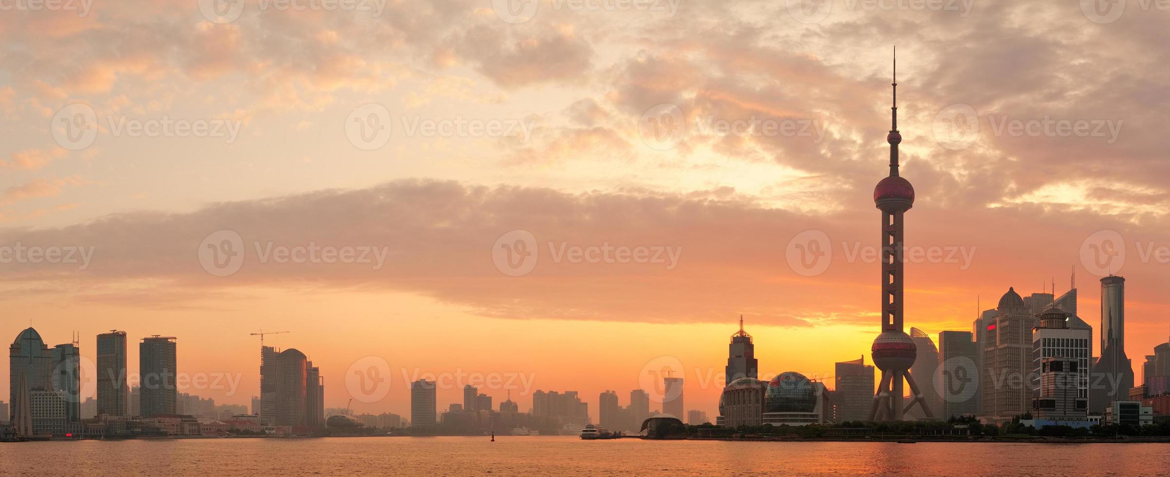 shanghai ochtend skyline silhouet foto