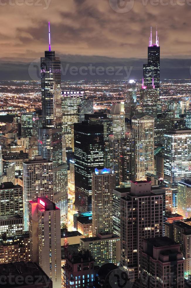Chicago stedelijke luchtfoto in de schemering foto