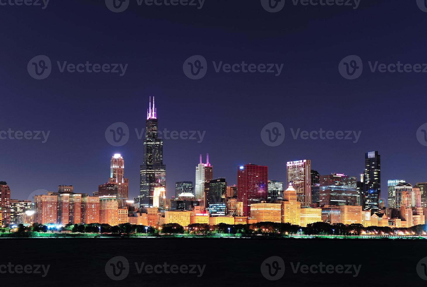 Chicago skyline in de schemering foto