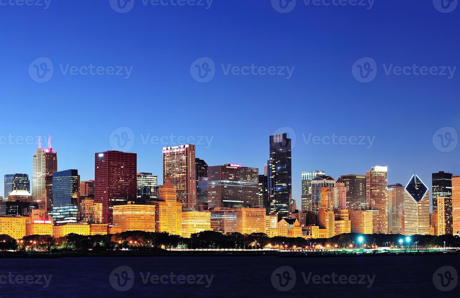 Chicago skyline in de schemering foto