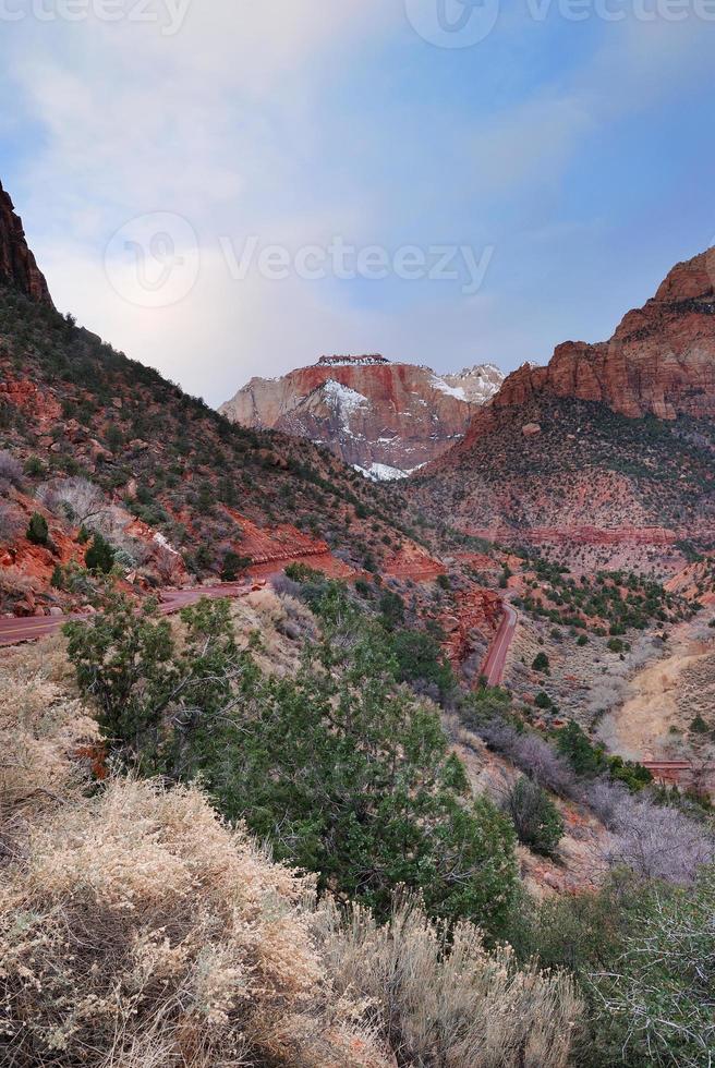 zion nationaal park in de winter foto