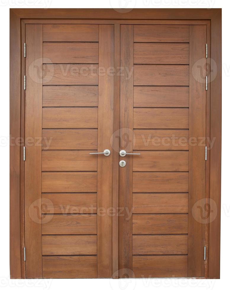 houten deur geïsoleerd op witte achtergrond foto