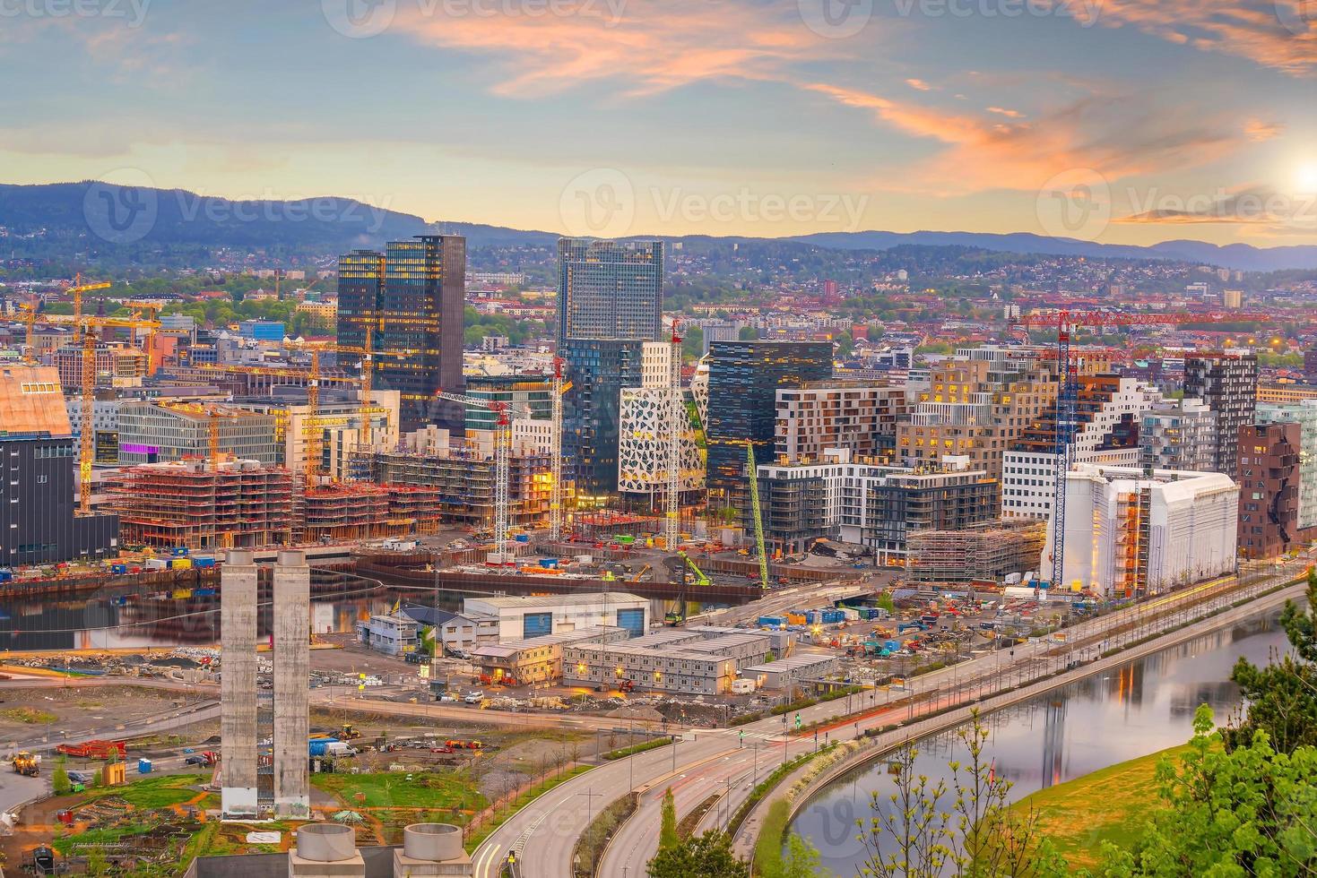 oslo downtown stad skyline stadsgezicht in noorwegen foto