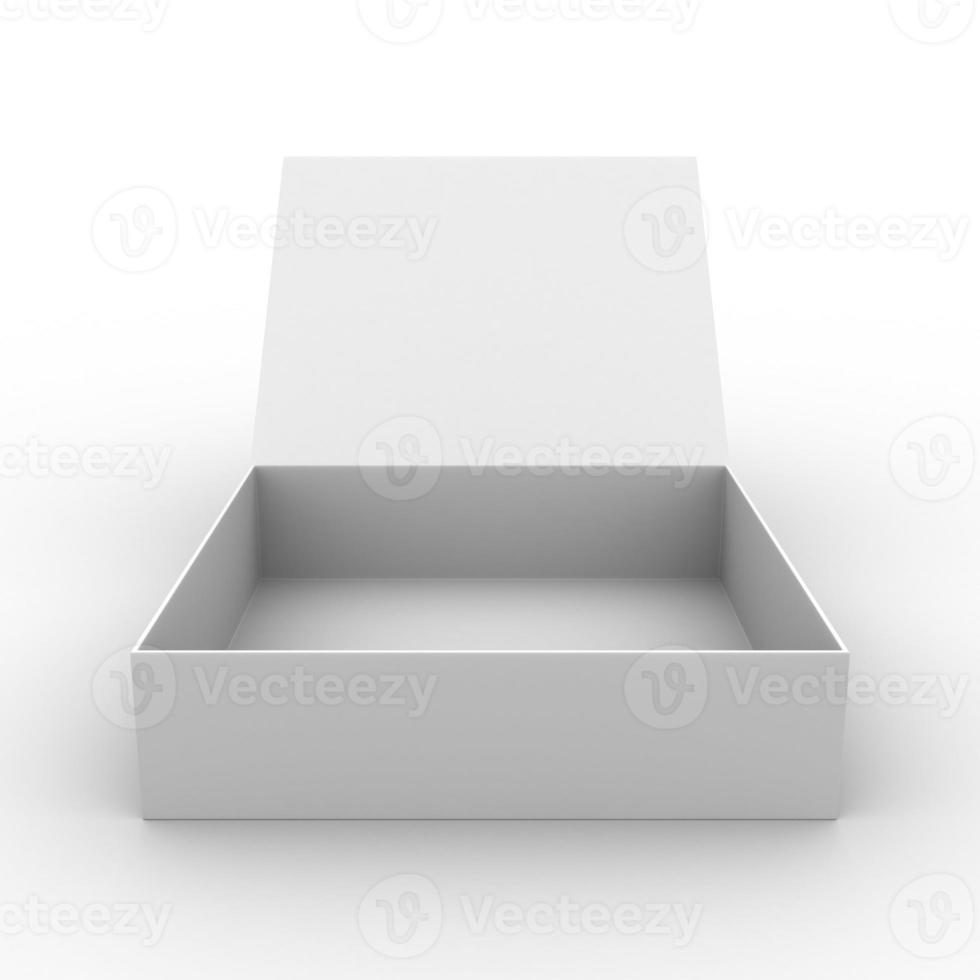 lege open vierkante doos op witte achtergrond foto