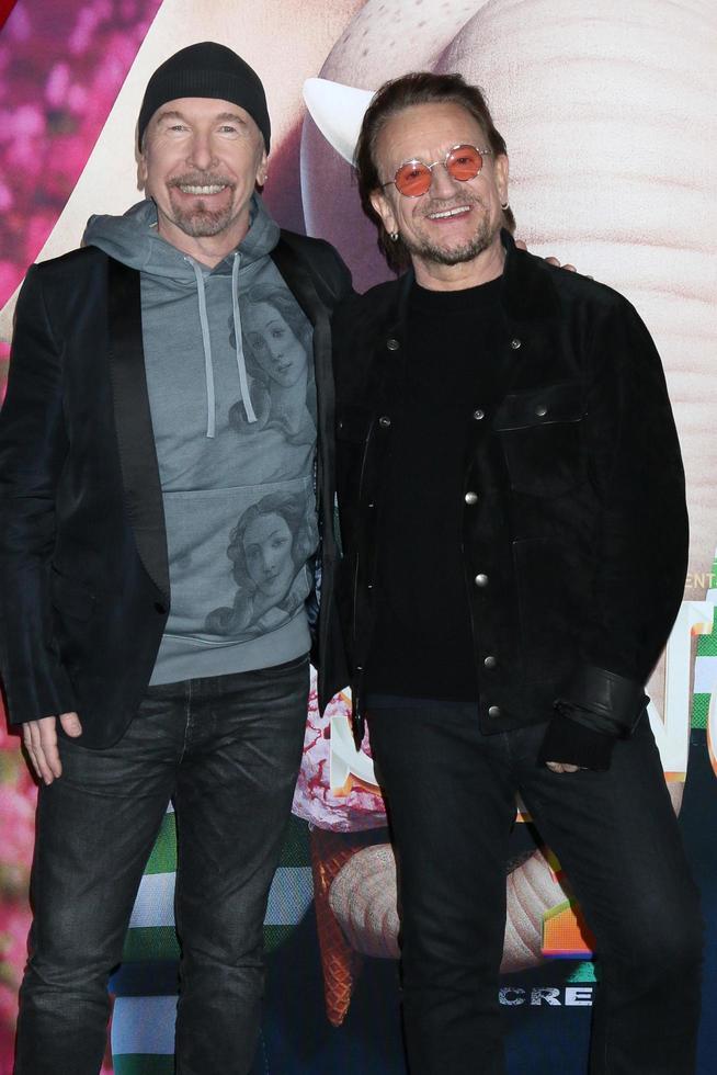 los angeles 12 dec - the edge, bono bij de première van sing 2 in het griekse theater op 12 december 2021 in los angeles, ca foto