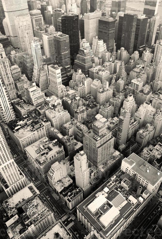 new york city manhattan skyline luchtfoto zwart-wit foto