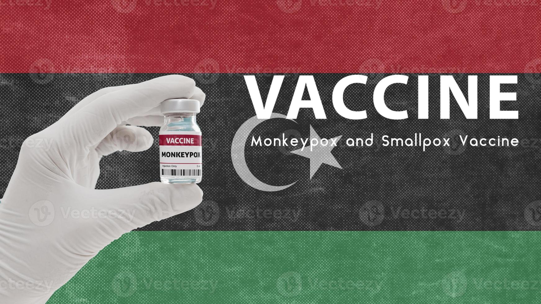 vaccin apenpokken en pokken, apenpokken pandemisch virus, vaccinatie in libië voor apenpokken afbeelding heeft ruis, granulariteit en compressie-artefacten foto