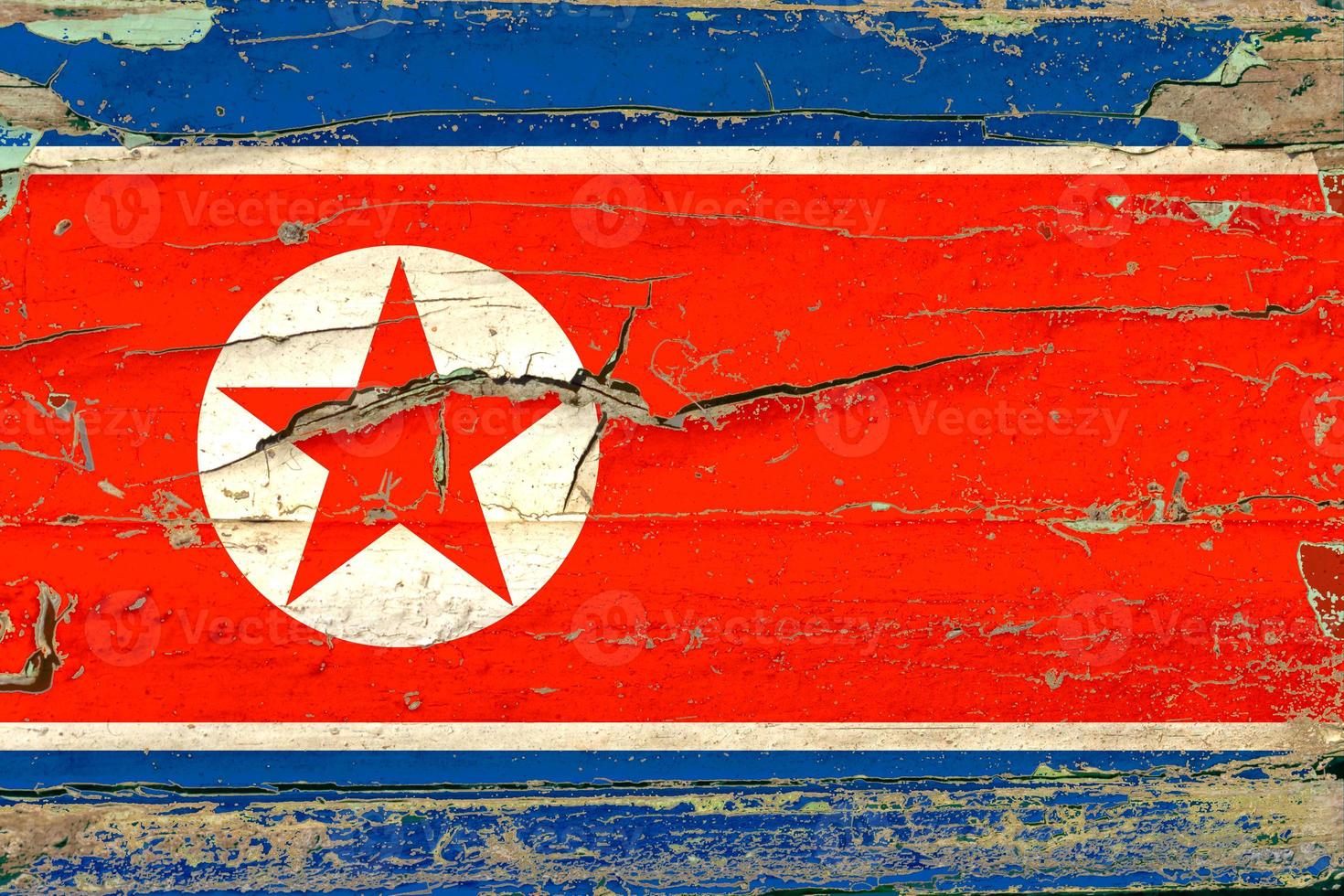 3D-vlag van Noord-Korea op hout foto