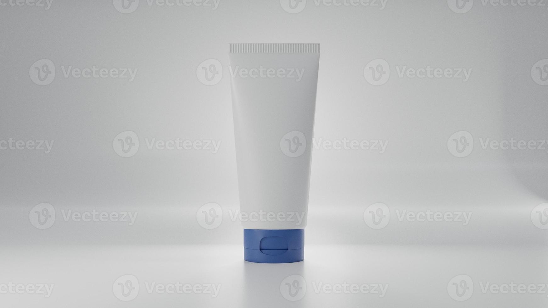 verschillende lege cosmetische container mock-ups, plastic crème tube.beauty productpakket geïsoleerd op een witte background.3d illustratie foto