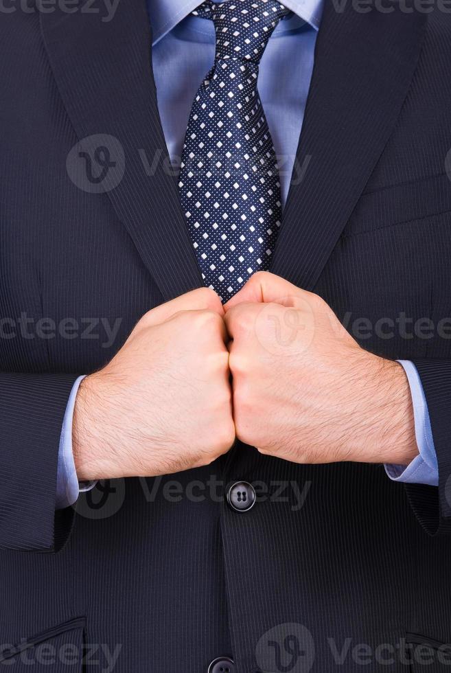 zakenman gebaren met beide handen. foto