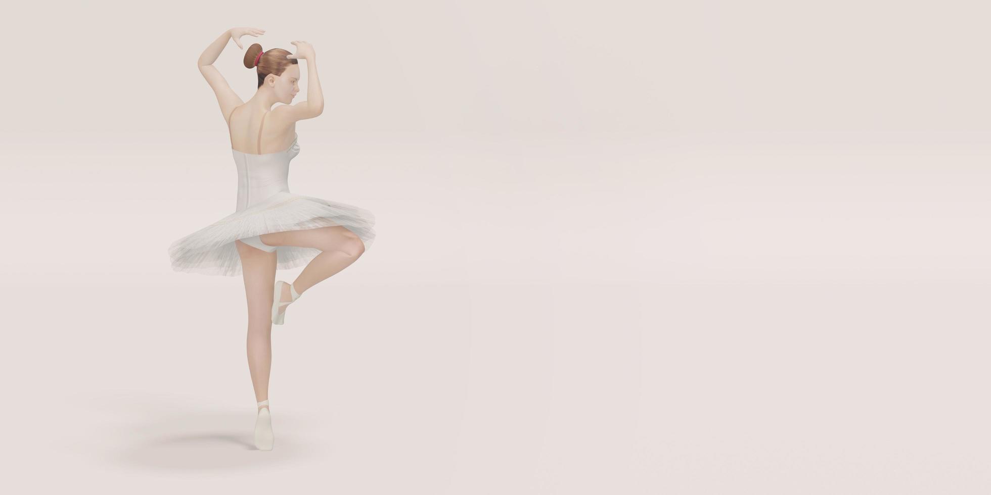 balletdanser vrouwelijk model dansen op pastelkleurenscène 3d illustratie foto